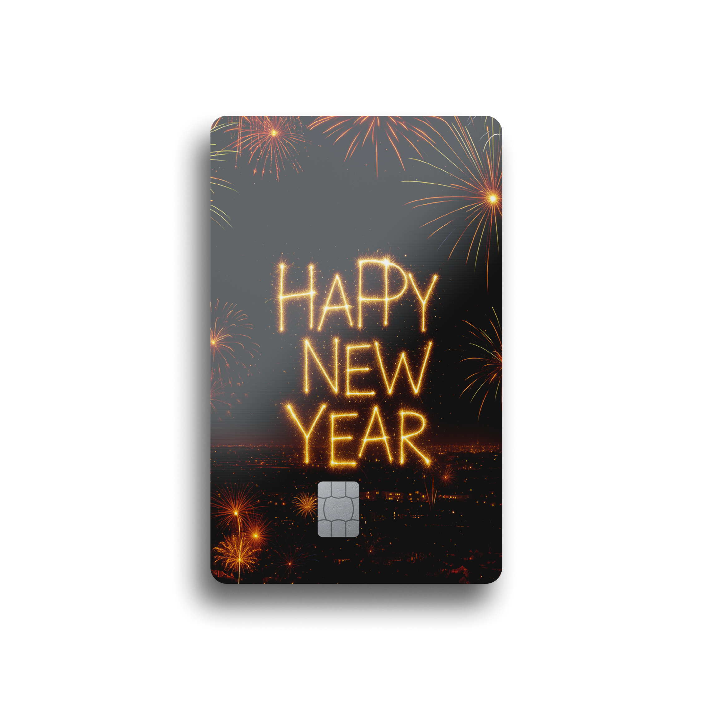 Happy New Year Sparkler Skyline Card Skin